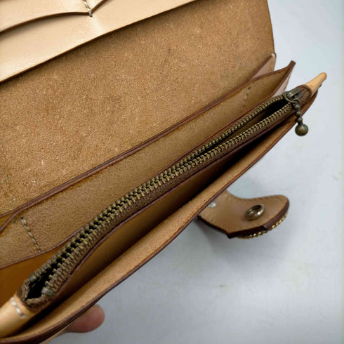 Hide FACTORY レザー ウォレットチェーン コンチョボタン 革細工 レザー 長財布 メンズ