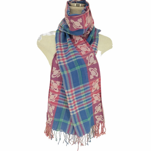 ヴィヴィアンウエストウッド Vivienne Westwood シルエット オーブ チェック フリンジ ストール レディース