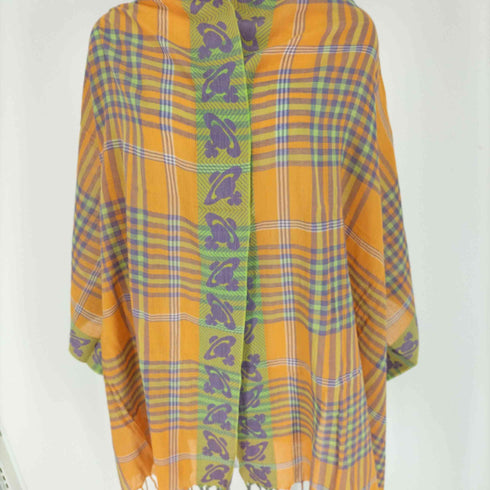 ヴィヴィアンウエストウッド Vivienne Westwood シルエット オーブ チェック フリンジ ストール レディース