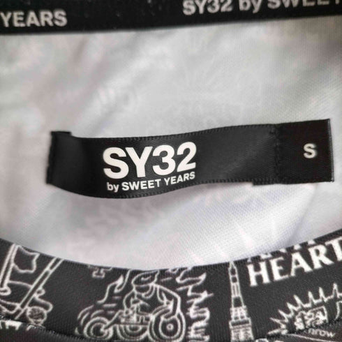 エスワイサーティトゥー SY32 by SWEET YEARS 吸汗速乾 総柄 GRAPHIC TEE メンズ JPN:S