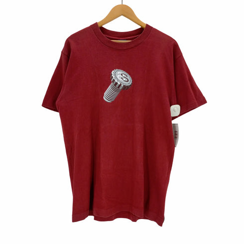ステューシー Stussy USA製 紺タグ 90S ボルト柄プリント半袖Tシャツ メンズ import:L