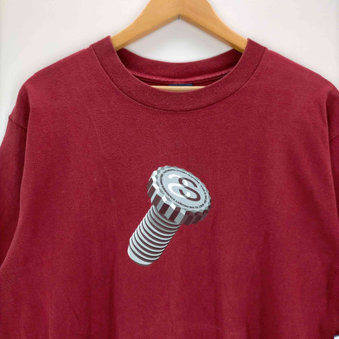 ステューシー Stussy USA製 紺タグ 90S ボルト柄プリント半袖Tシャツ メンズ import:L