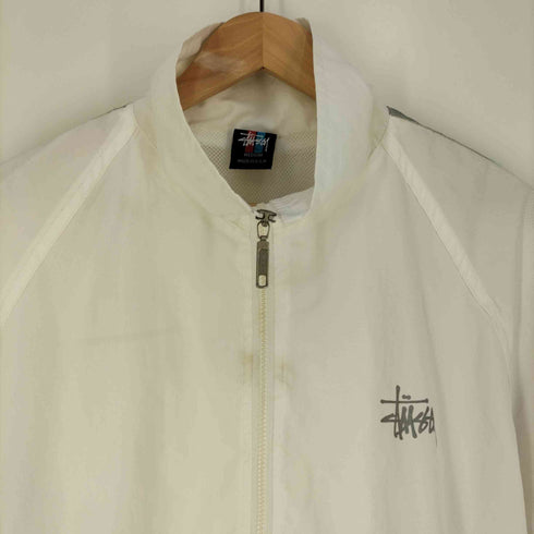 ステューシー Stussy 90-00s USA製 赤青タグ ショーンフォント リフレクターテープ 裏地メッシュ 半袖ジップアップジャケット メンズ import:M