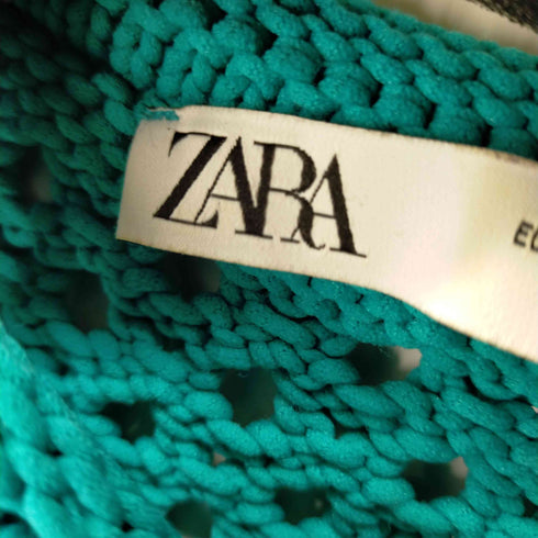 ザラ ZARA サマーニットベスト エメラルドグリーン レディース import:M