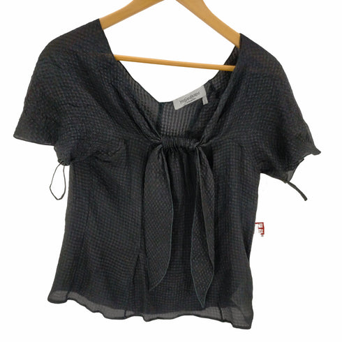 イヴサンローラン Yves Saint Laurent 06SS フランス製 フロントリボン シルクシア―ブラウス レディース