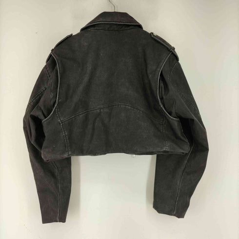 ザラ ZARA DISTRESSED FAUX LEATHER BIKER JACKET レディース XXL
