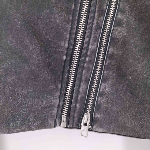 ザラ ZARA DISTRESSED FAUX LEATHER BIKER JACKET レディース XXL