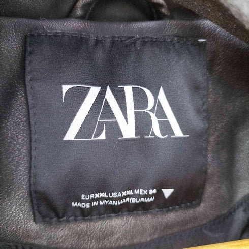 ザラ ZARA DISTRESSED FAUX LEATHER BIKER JACKET レディース XXL