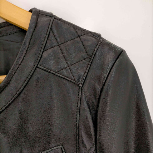 フルギ OKANDLA Y2K ノーカラー クロップド レザージャケット レディース import:M