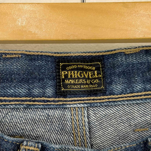 フィグベルメーカーズアンドコー PHIGVEL MAKERS & Co. シンチバック サスペンダーボタン付 デニムパンツ BACK WOODS メンズ JPN:0
