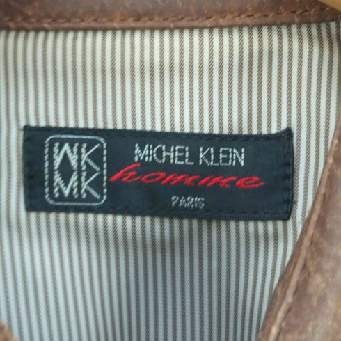 ミッシェルクランオム MICHEL KLEIN HOMME シープレザー スナップボタンシャツ メンズ FREE