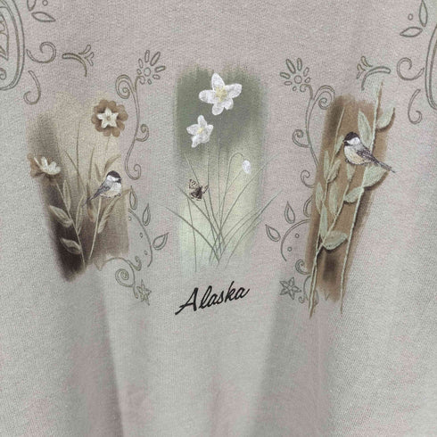 00S JERZEESボディ 2重リブ Alaska バード プリント スウェット メンズ import:XL
