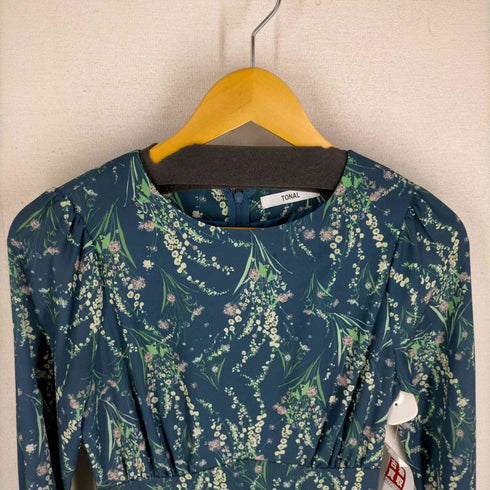 トナル TONAL バックジップ花柄ギャザーロングワンピース レディース 36