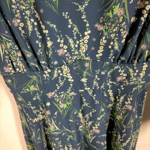 トナル TONAL バックジップ花柄ギャザーロングワンピース レディース 36