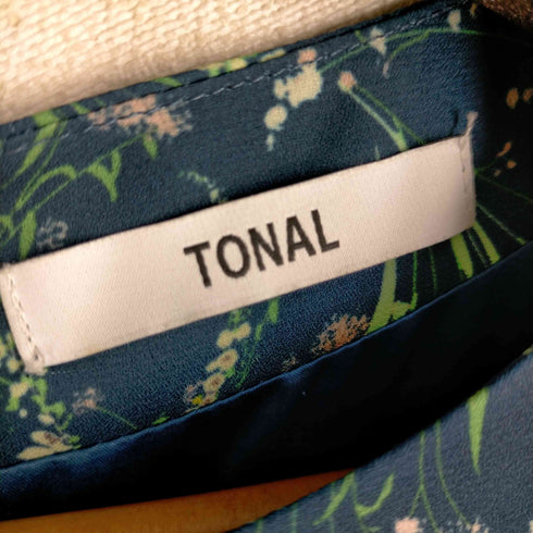 トナル TONAL バックジップ花柄ギャザーロングワンピース レディース 36