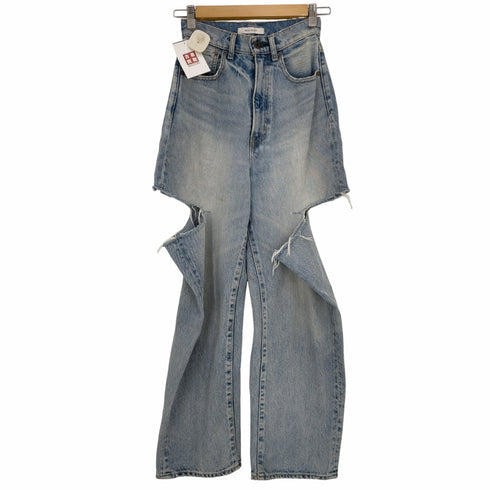 マウジー moussy THIGH SLIT LOOSE STRAIGHT スリットデニム レディース 24