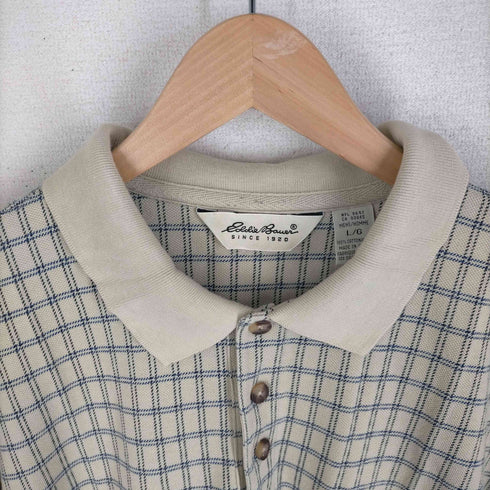エディーバウアー Eddie Bauer 90s-00S 白タグ 鹿の子 チェックポロシャツ メンズ JPN:L