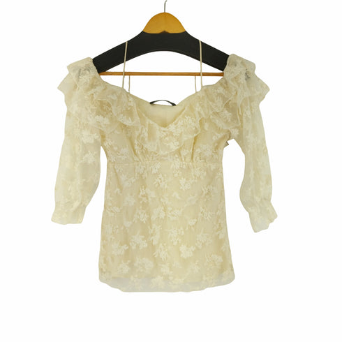 ザラ ZARA Embroidered Lace Top レディース XS
