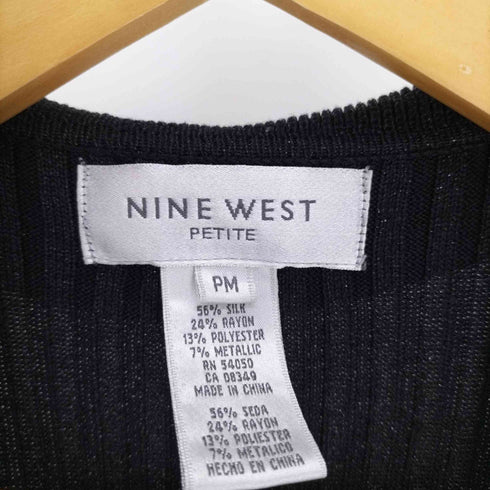 ナインウエスト NINE WEST シルク ラメ糸 フリル カーディガン レディース PM