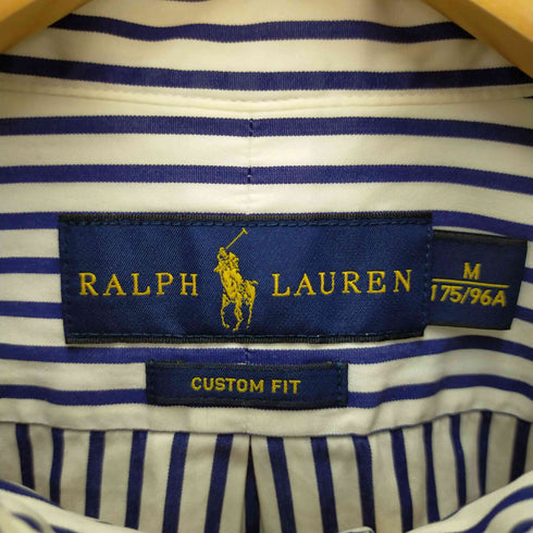 ラルフローレン RALPH LAUREN CUSTOM FIT 現行 ポニー刺繍 ストライプ ボタンダウンシャツ メンズ import:M