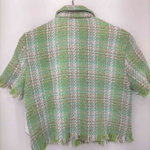 ザラ ZARA チェック編み込みショートスリーブジャケット レディース import:S