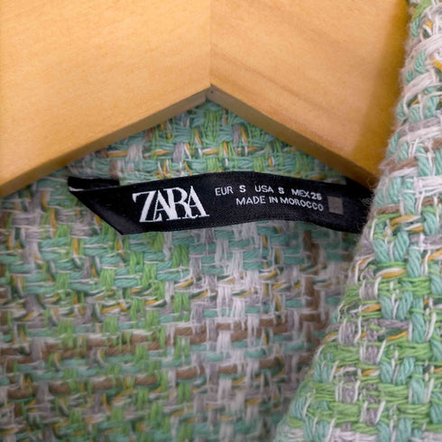 ザラ ZARA チェック編み込みショートスリーブジャケット レディース import:S