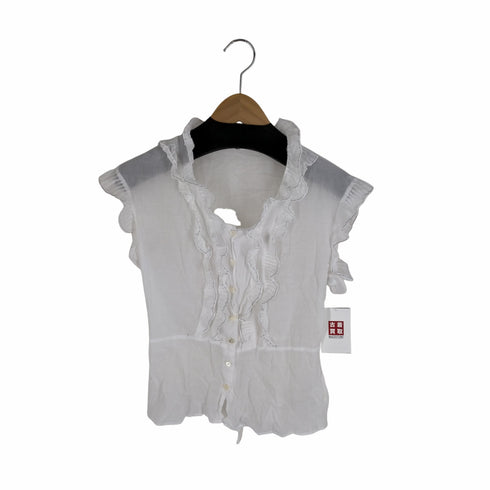 アニエスベー agnes b. PARIS ノースリーブ フリル シャツブラウス レディース JPN:36