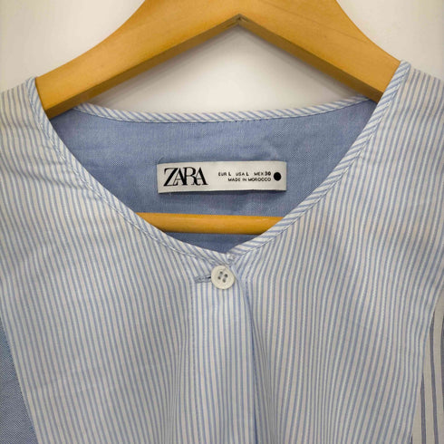 ザラ ZARA マルチストライプ シャツワンピース レディース import:L