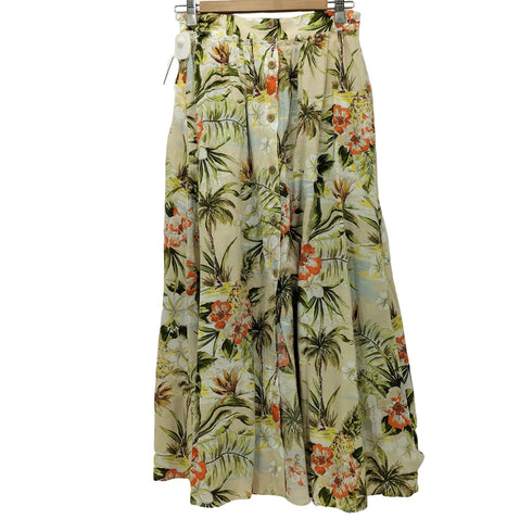 ザラ ZARA フロントボタン 花柄 フレアスカート レディース S
