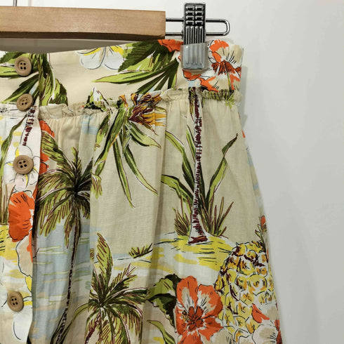 ザラ ZARA フロントボタン 花柄 フレアスカート レディース S