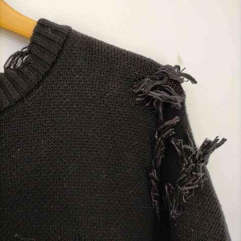 ダンケシェーン Danke Schon 23AW 裾ジップ ダメージクルーネックニット レディース FREE