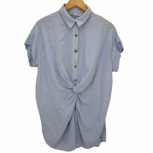 ザラ ZARA デザインストライプシャツ レディース import:M
