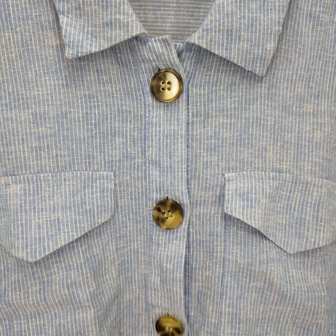 ザラ ZARA ハーフボタンストライプシャツワンピース レディース import:XS