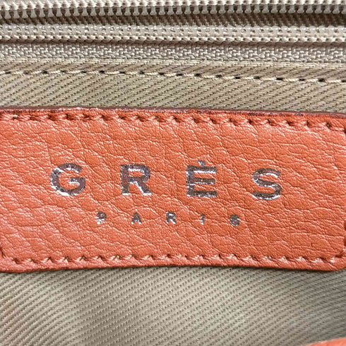 グレ GRES PARIS エンボスロゴ レザーハンドバッグ レディース