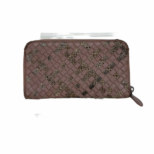 ボッテガヴェネタ BOTTEGA VENETA レザーパイソンコンビロングウォレット イントレチャート レディース