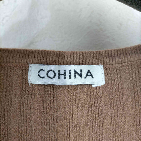 コヒナ COHINA Vネックリブニットワンピース レディース