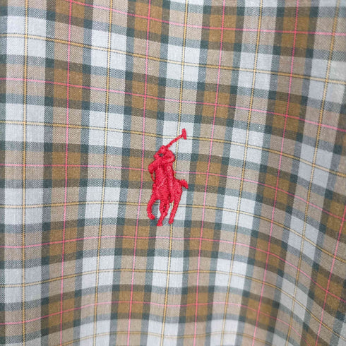 ラルフローレン RALPH LAUREN CUSTOM FIT ポニー刺繍 チェック BDシャツ メンズ import:L