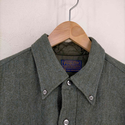 ペンドルトン PENDLETON 70-80s ボタンダウンヘリンボーンウールL/Sシャツ メンズ import:L