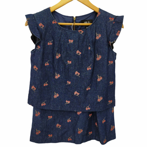 ジルスチュアート JILLSTUART フラワー 刺繍 デニムセットアップ レディース m