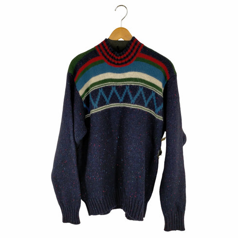エディーバウアー Eddie Bauer 香港製 白タグ ネップ モックネック ニット メンズ import:L