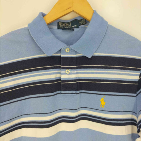 ポロバイラルフローレン Polo by RALPH LAUREN SLIM FIT ポニー刺繍 ボーダー コットンポロシャツ メンズ import:L