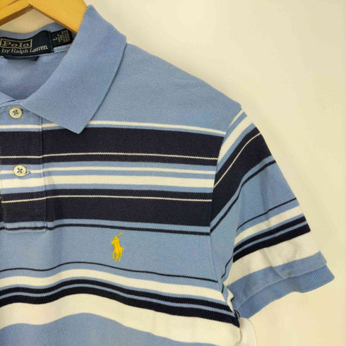 ポロバイラルフローレン Polo by RALPH LAUREN SLIM FIT ポニー刺繍 ボーダー コットンポロシャツ メンズ import:L