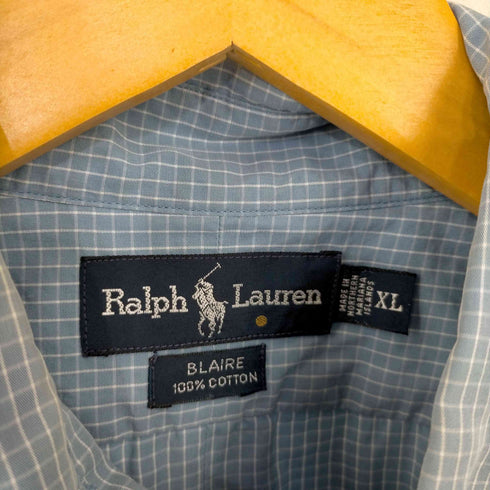 ラルフローレン RALPH LAUREN BLAIRE ポニー刺繍 グラフチェック S/S シャツ メンズ import:XL