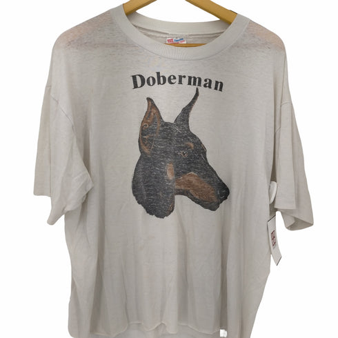 ヘインズ Hanes 90S MADE IN USA Doberman アニマルプリントクルーネックTシャツ メンズ import:XL