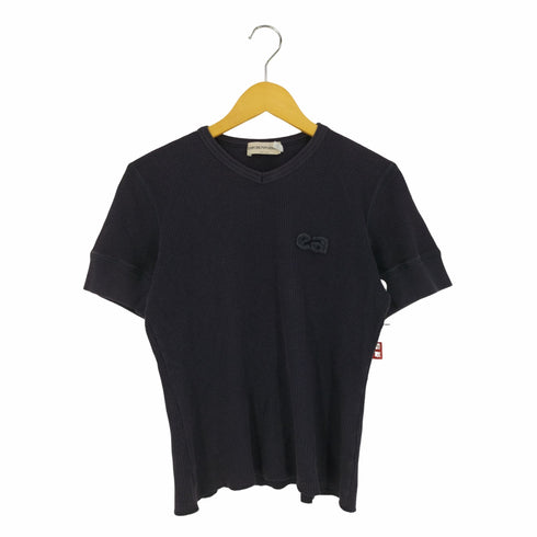 エンポリオアルマーニ EMPORIO ARMANI イタリア製 3D刺繍ロゴ Vネック ワッフルTシャツ メンズ import:M