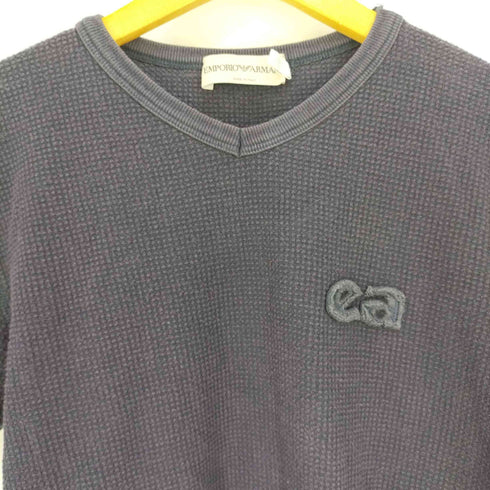 エンポリオアルマーニ EMPORIO ARMANI イタリア製 3D刺繍ロゴ Vネック ワッフルTシャツ メンズ import:M
