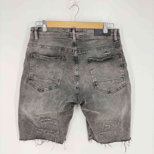 ザラ ZARA ダメージ加工 ウォッシュドブラックデニムショートパンツ メンズ 38
