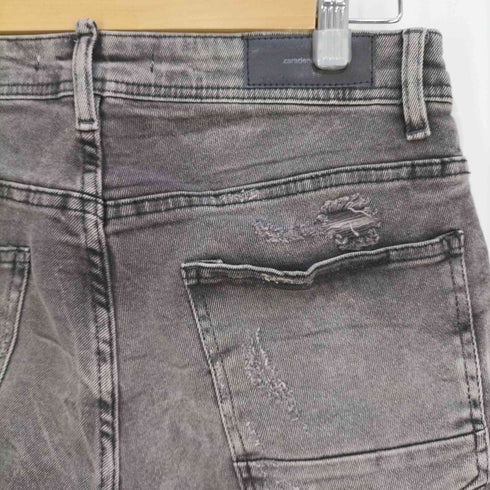 ザラ ZARA ダメージ加工 ウォッシュドブラックデニムショートパンツ メンズ 38
