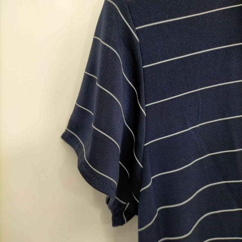 ラルフローレン RALPH LAUREN ナイロンボーダーオープンカラーシャツ レディース import:M