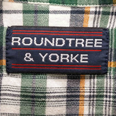 ラウンドツリーアンドヨーク roundtree&yorke OLD インド綿 チェック柄 ボタンダウン 半袖シャツ メンズ import:M